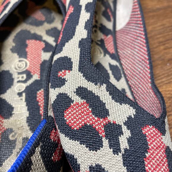 Rothy's Shoes Women's Red Cat Leopard Print Ballet Slip On Flats W 8.5 - Picture 7 of 16